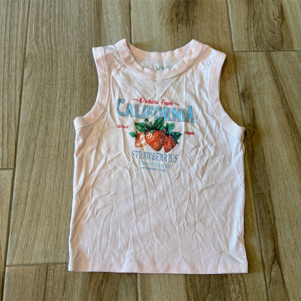 Vinyl Icons Women's Graphic Tank Top California Strawberries Pink Size S
